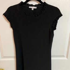 Ladies Black Dress Rayon A-Line Sleeveless Ruffle Size Small